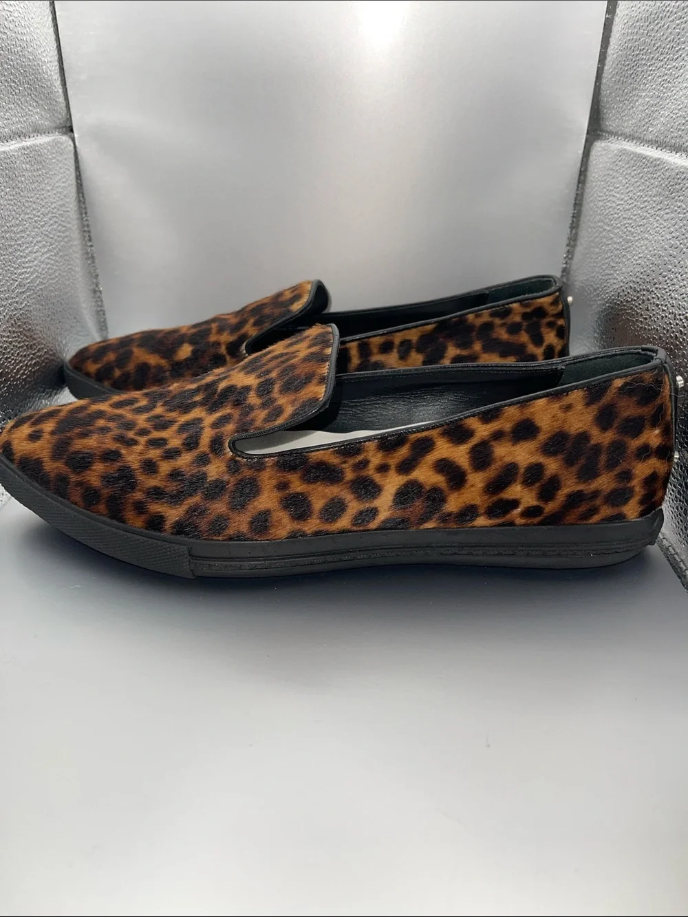 Alice + Olivia Rory Calf Hair Leopard Print Slip-On Flats